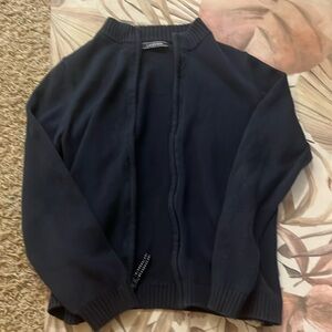 Land’s End navy knit sweater zip up cardigan